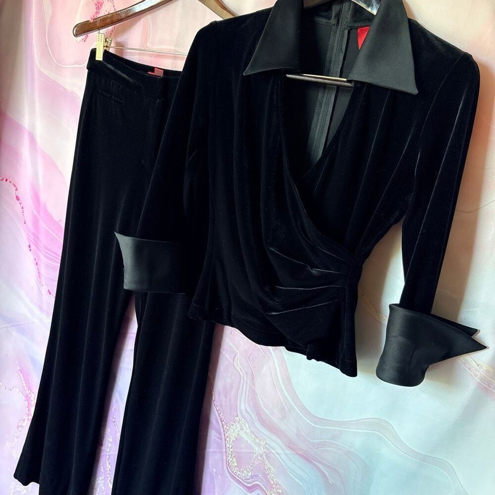 JS Collections 4 Black Velvet Velour Pants Top Formal Set Romantic Gala Evening